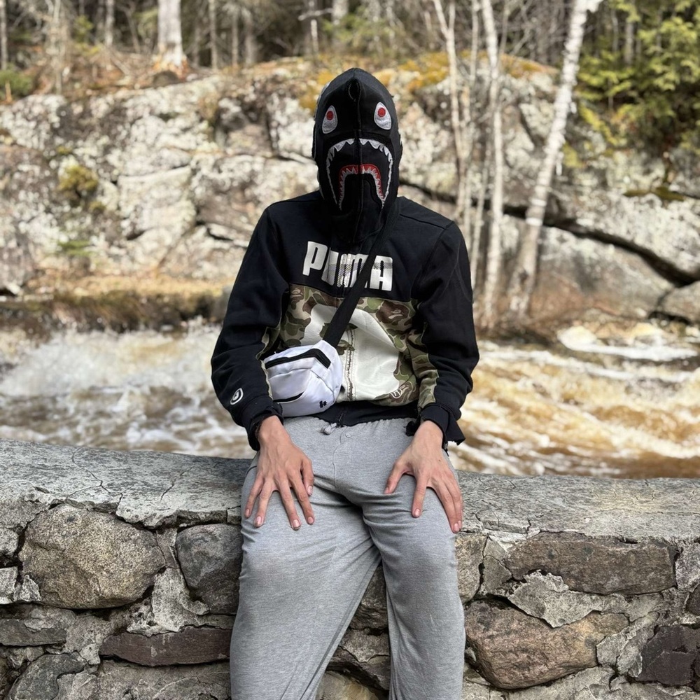 Bape Black and Green Zip Up Sweater